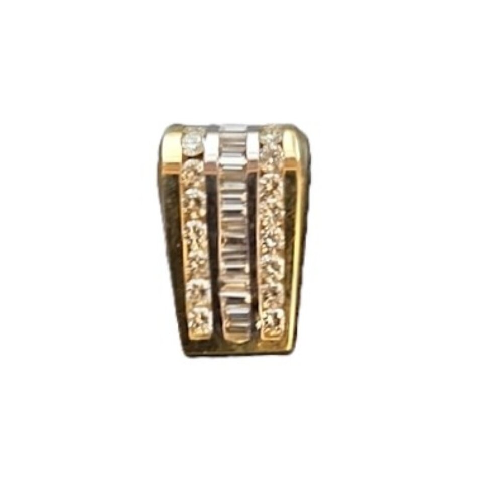 LADY'S VINTAGE 18K YELLOW GOLD NATURAL DIAMOND SLIDE ENHANCER PENDANT - Picture 5 of 15